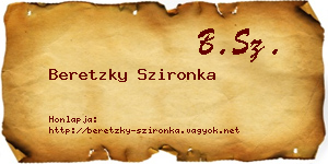Beretzky Szironka névjegykártya